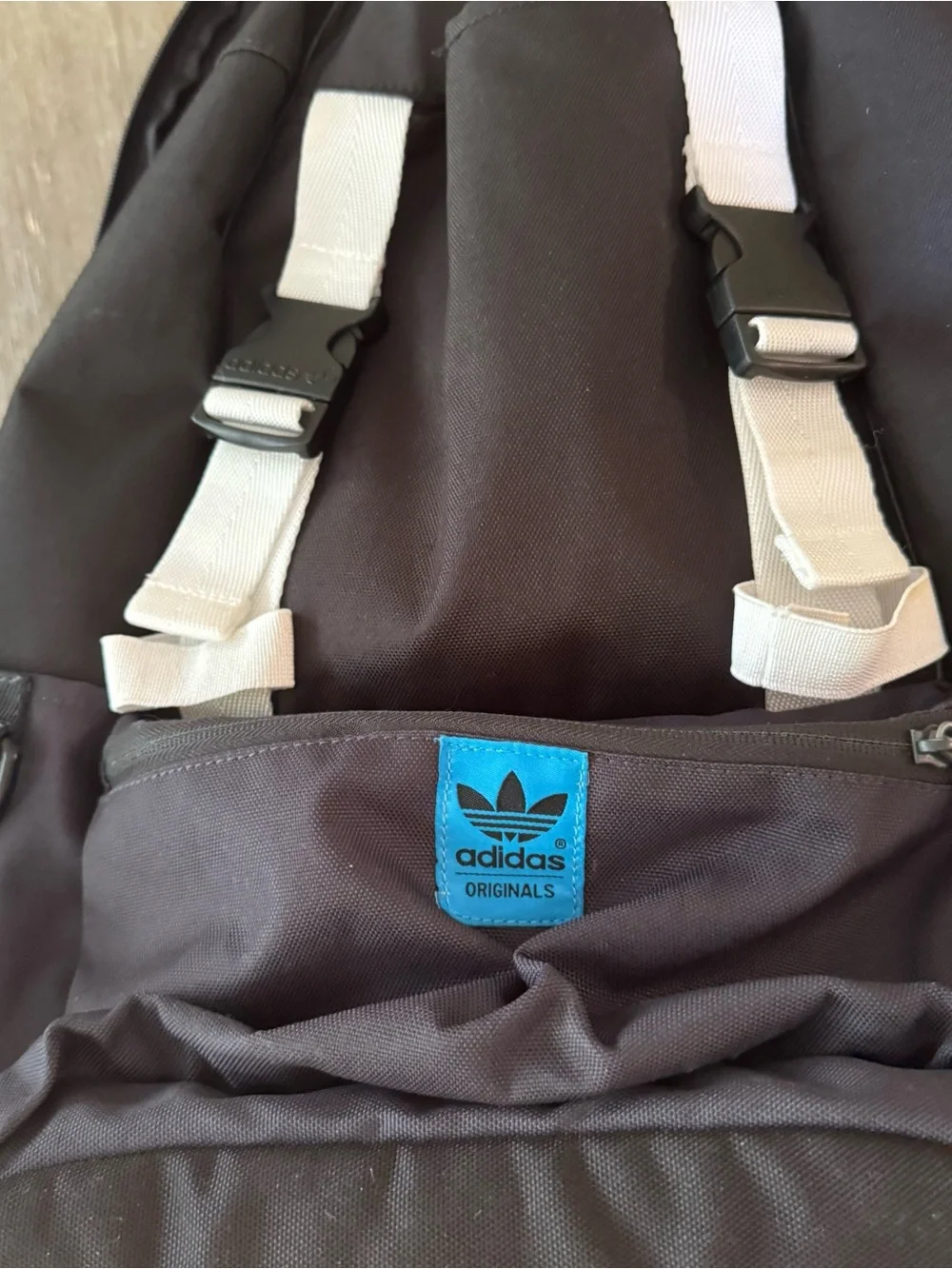 Adidas Originals Black Backpack with White Straps for School Sports Commute